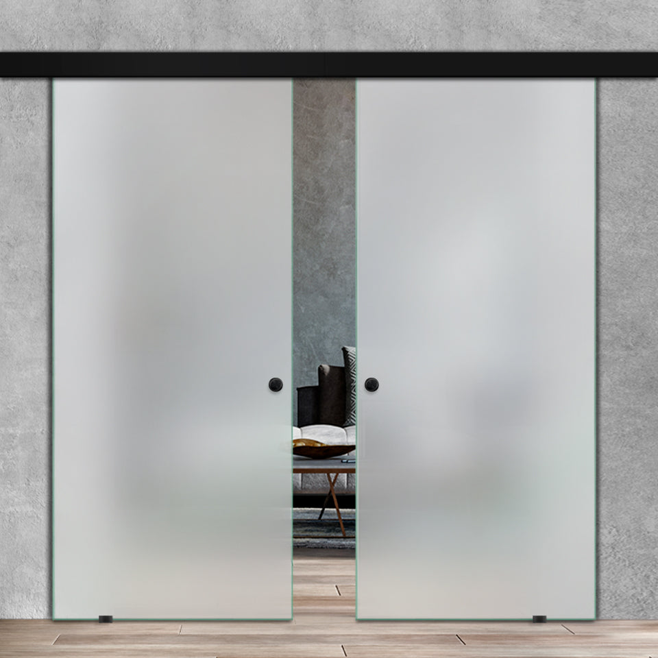 Double Sliding Glass Barn Door  Loft Style A100 LSBD - 0362 - DoorDiscounter