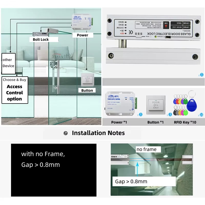 Electric Magnetic Lock For Tempered Glass Door Bkml - 3177
