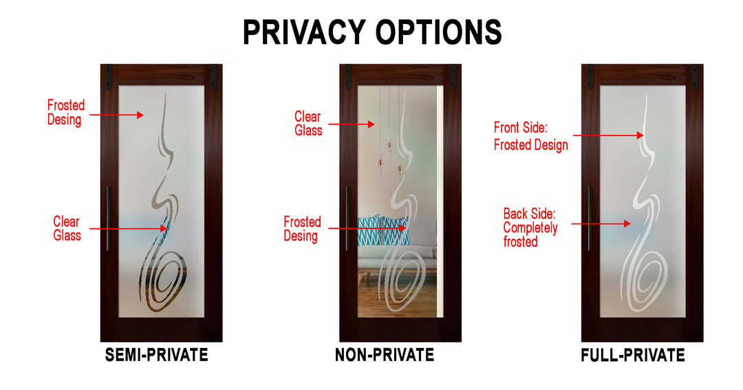 Sliding Barn Door with Frosted Design SBDF - 2352 - DoorDiscounter
