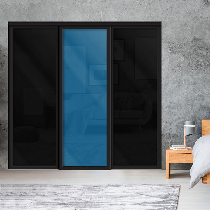 Sliding Bypass Closet Door with Glass & Mirror Panel Inserts MBSD - 3556 - DoorDiscounter