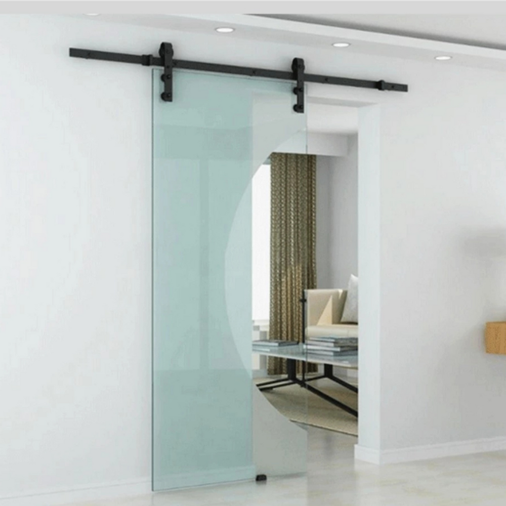 Black Carbon Steel Sliding Glass Door Hardware Track Kit BCSG AMGA - 3477 - DoorDiscounter