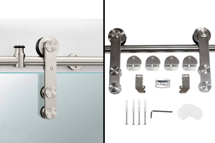GLASS SLIDING BARN DOOR WITH DESIGN V1000 GSBD - 3211 - DoorDiscounter