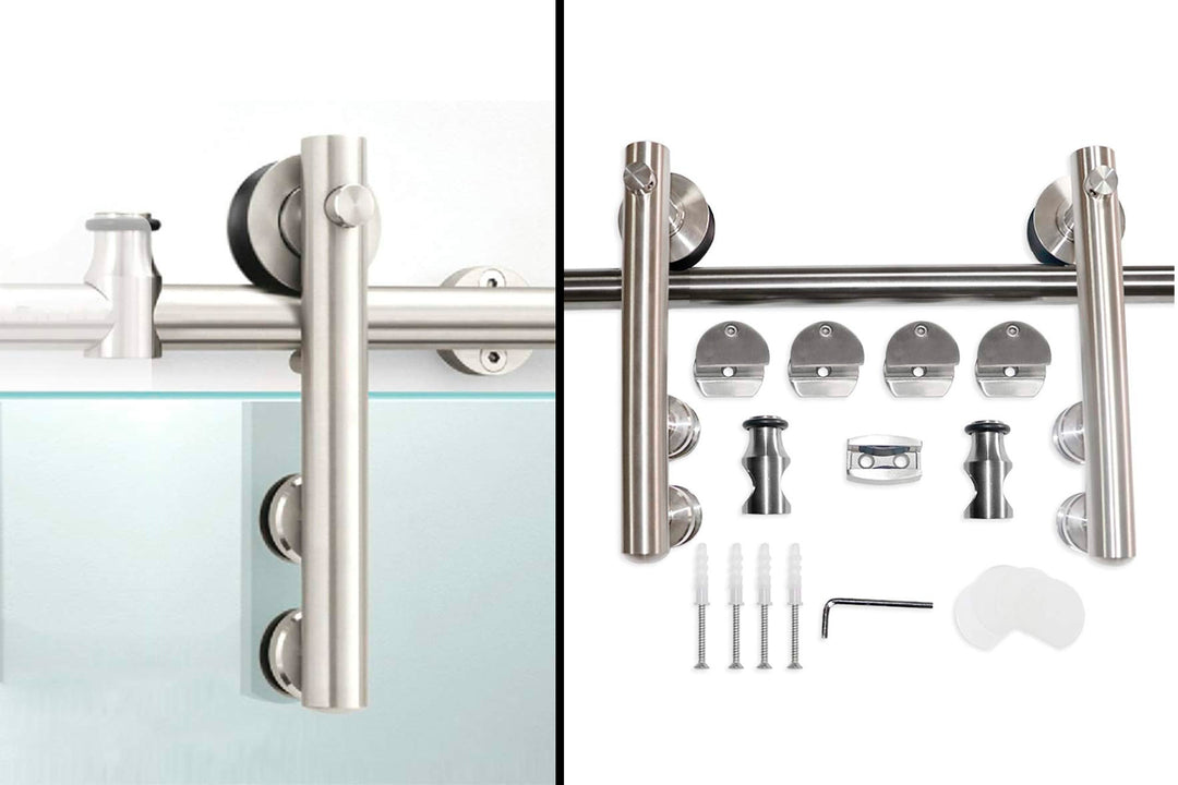 GLASS SLIDING BARN DOOR WITH DESIGN V1000 GSBD - 3211 - DoorDiscounter