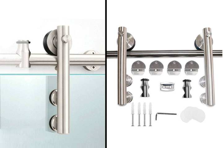GLASS SLIDING BARN DOOR WITH DESIGN V1000 GSBD - 3211 - DoorDiscounter
