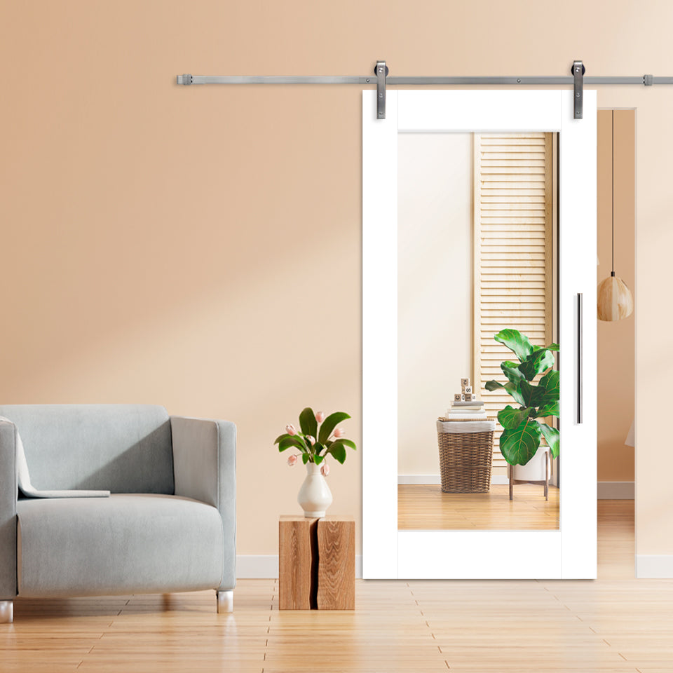 MIRROR SLIDING BARN DOOR WITH MIRROR PANEL SMDF - 3256 - DoorDiscounter