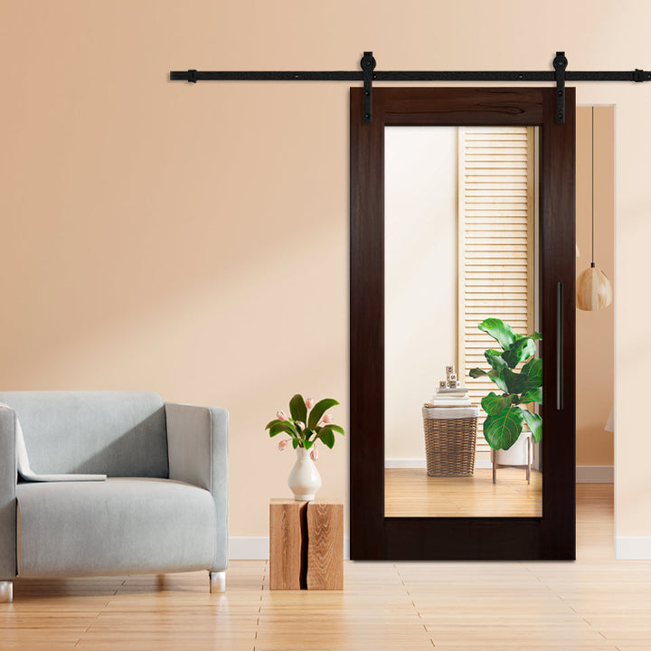 MIRROR SLIDING BARN DOOR WITH MIRROR PANEL MSFP - 3273 - DoorDiscounter