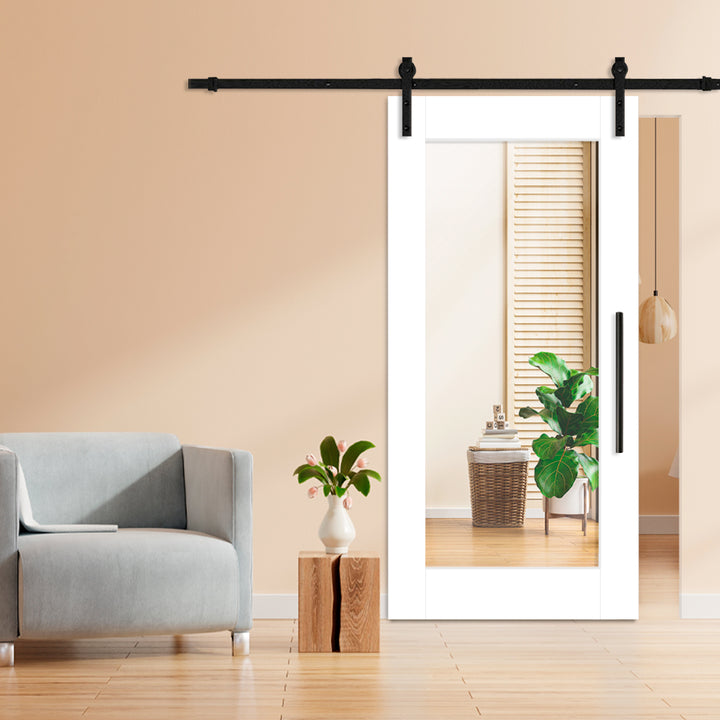 MIRROR SLIDING BARN DOOR WITH MIRROR PANEL SMDF - 3256 - DoorDiscounter