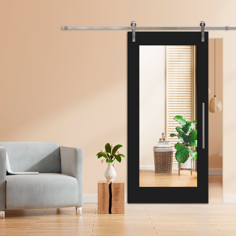 MIRROR SLIDING BARN DOOR WITH MIRROR PANEL SMDF - 3257 - DoorDiscounter