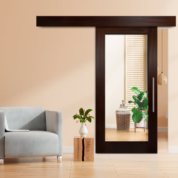 MIRROR SLIDING BARN DOOR WITH MIRROR PANEL MSFP - 3273 - DoorDiscounter