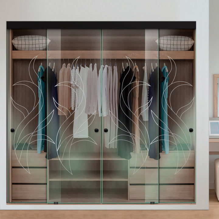 4 PANEL FRAMELESS CLOSET GLASS SLIDING BYPASS DOOR FSG4 - 3203 - DoorDiscounter