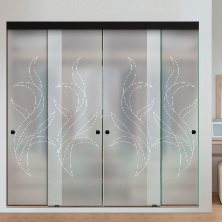 4 PANEL FRAMELESS CLOSET GLASS SLIDING BYPASS DOOR FSG4 - 3203 - DoorDiscounter