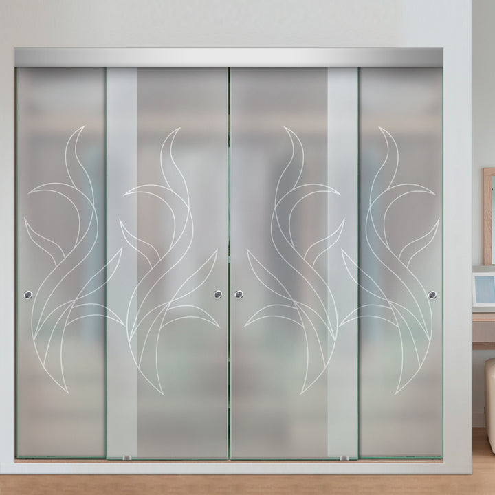 4 PANEL FRAMELESS CLOSET GLASS SLIDING BYPASS DOOR FSG4 - 3203 - DoorDiscounter
