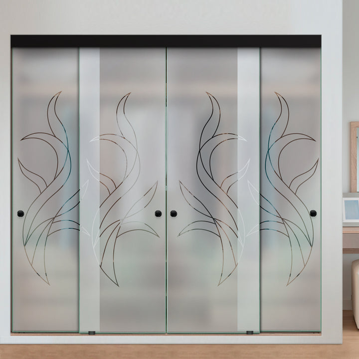 4 PANEL FRAMELESS CLOSET GLASS SLIDING BYPASS DOOR FSG4 - 3203 - DoorDiscounter