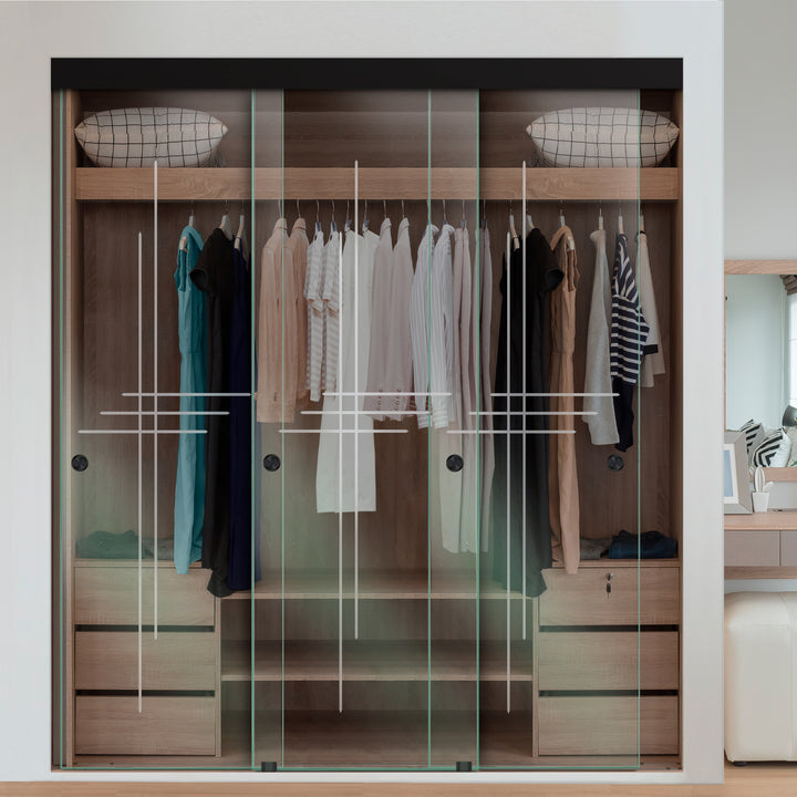 3 PANEL FRAMELESS CLOSET GLASS SLIDING BYPASS DOOR FSG3 - 3116 - DoorDiscounter