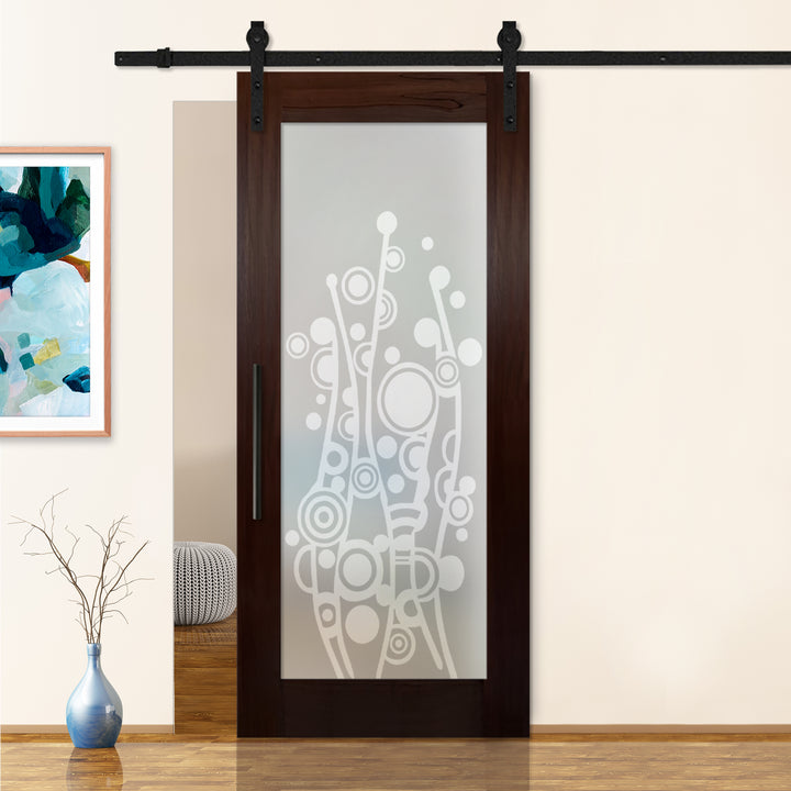 Sliding Barn Door with Frosted Design SBDF - 2394 - DoorDiscounter