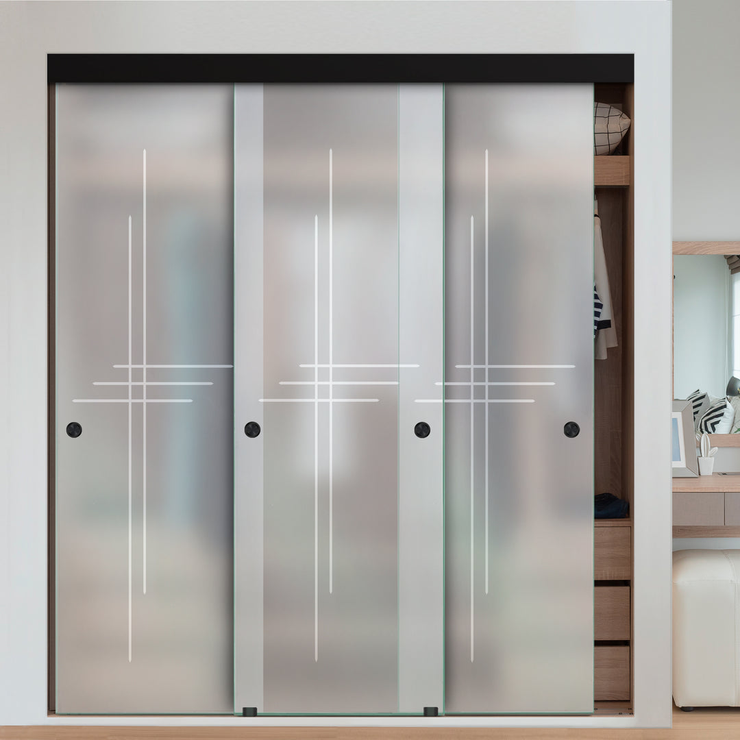 3 PANEL FRAMELESS CLOSET GLASS SLIDING BYPASS DOOR FSG3 - 3116 - DoorDiscounter