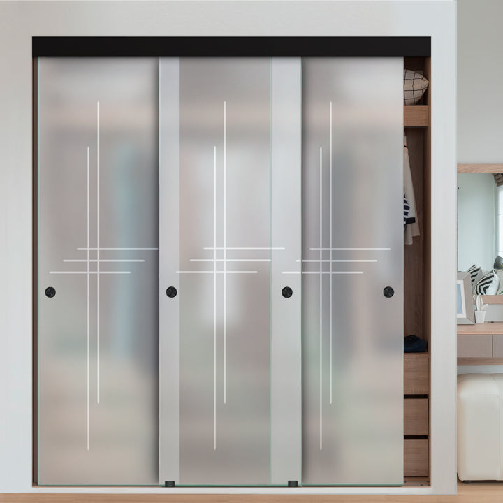 3 PANEL FRAMELESS CLOSET GLASS SLIDING BYPASS DOOR FSG3 - 3116 - DoorDiscounter