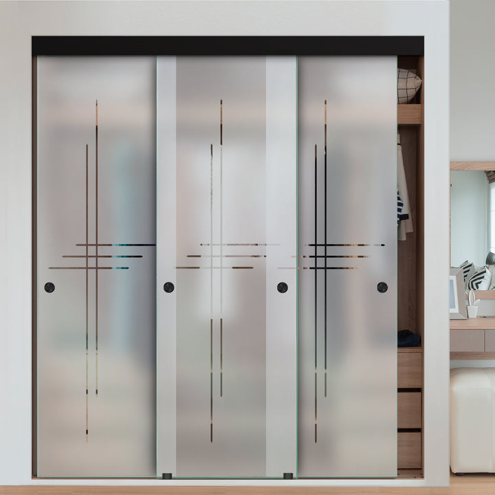 3 PANEL FRAMELESS CLOSET GLASS SLIDING BYPASS DOOR FSG3 - 3116 - DoorDiscounter