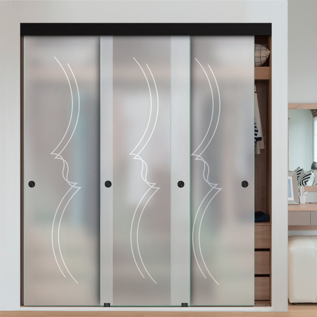 3 PANEL FRAMELESS CLOSET GLASS SLIDING BYPASS DOOR FSG3 - 3123 - DoorDiscounter