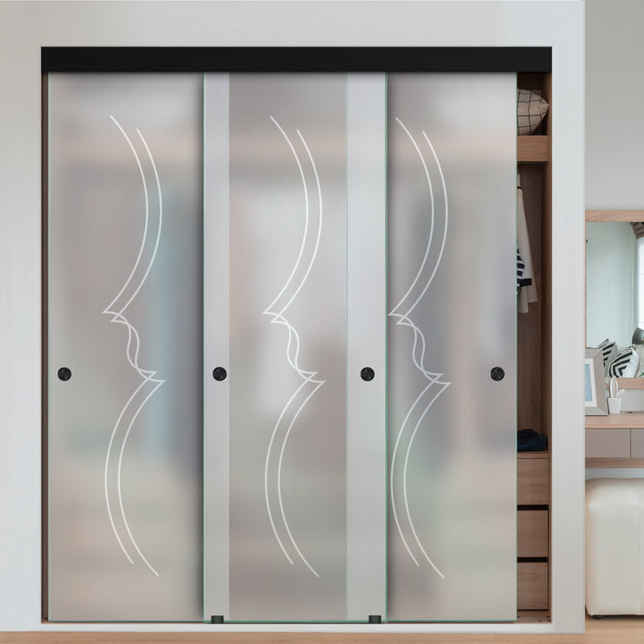 3 PANEL FRAMELESS CLOSET GLASS SLIDING BYPASS DOOR FSG3 - 3123 - DoorDiscounter
