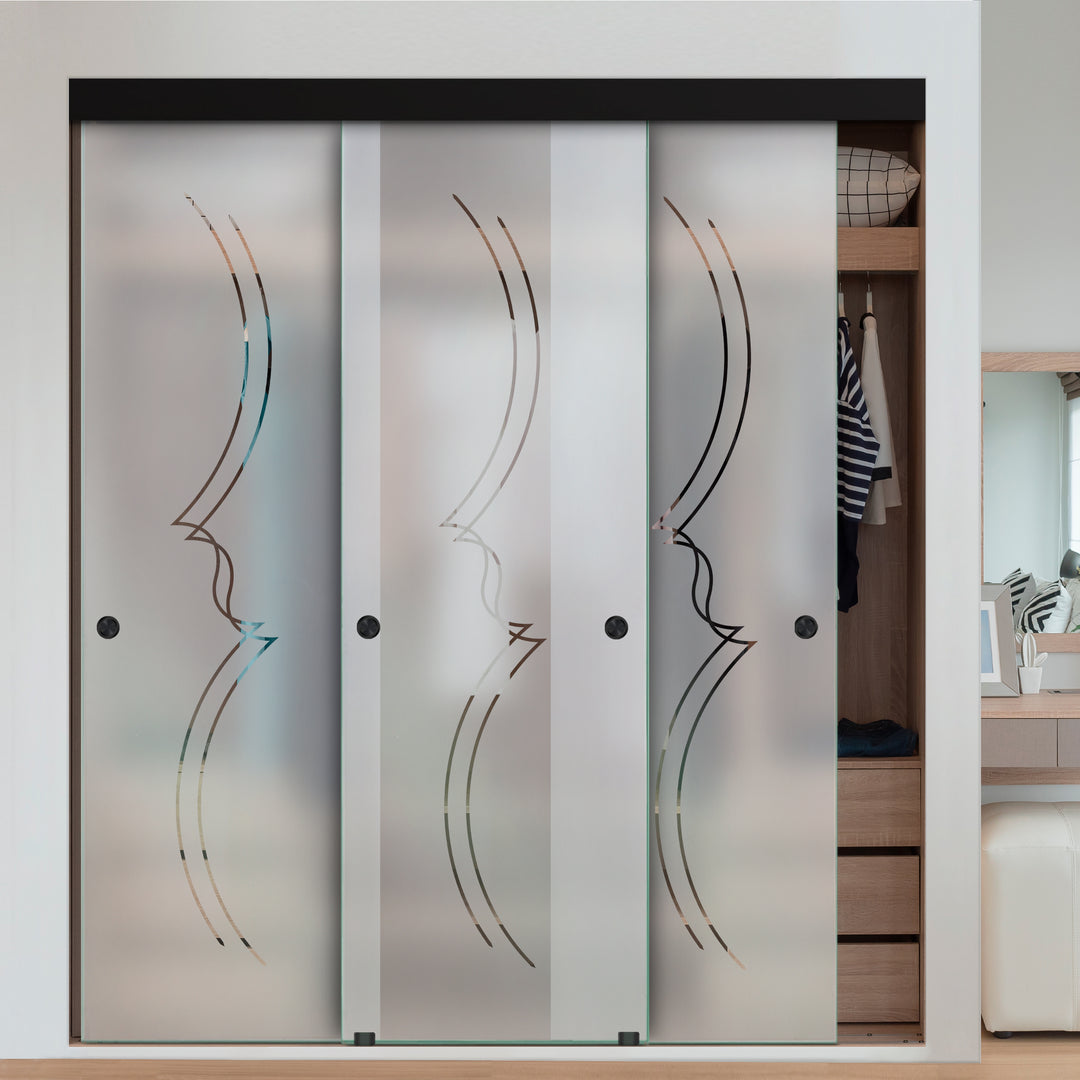 3 PANEL FRAMELESS CLOSET GLASS SLIDING BYPASS DOOR FSG3 - 3123 - DoorDiscounter