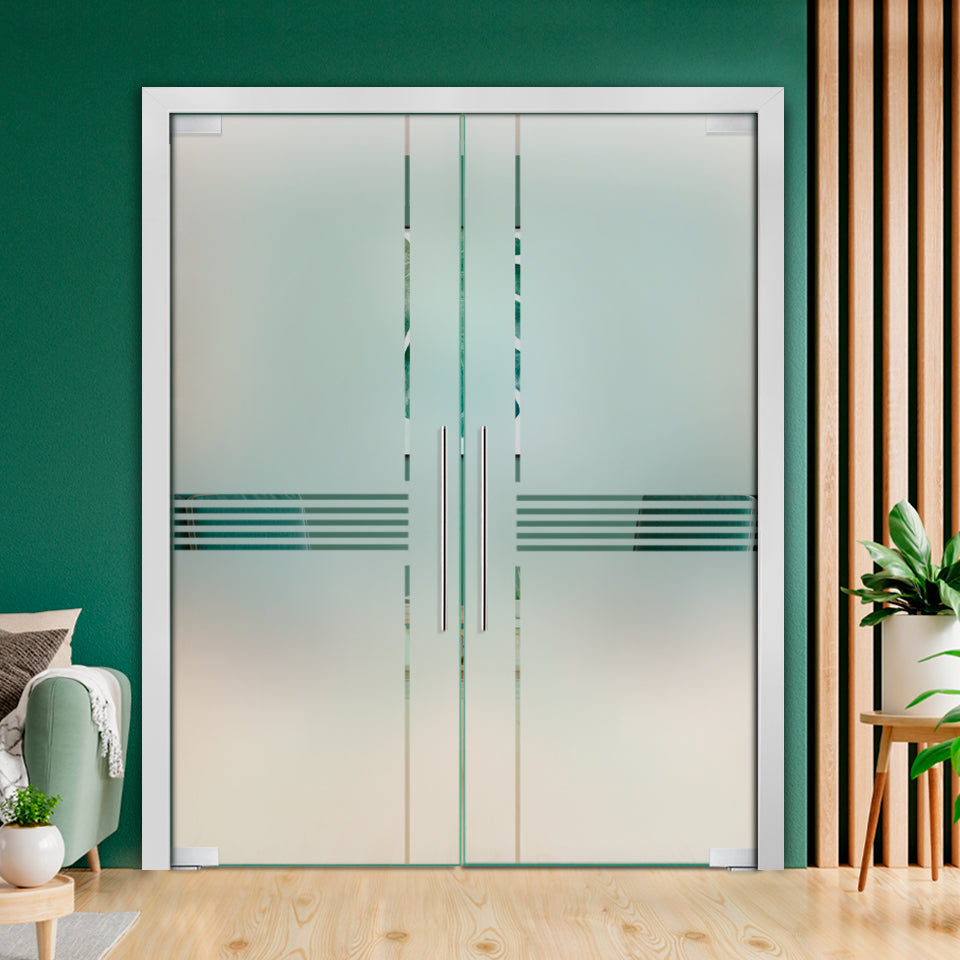 Frameless Double Pivot Glass Door with Self Closing Pivot Hinges FDPG - 2314 - DoorDiscounter
