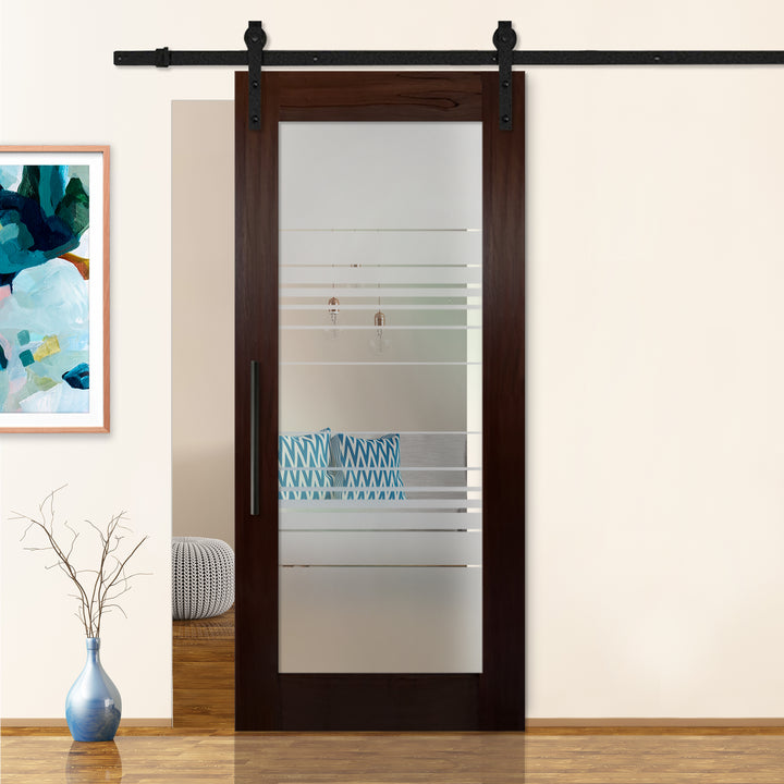 Sliding Barn Door with Frosted Design SBDF - 2396 - DoorDiscounter