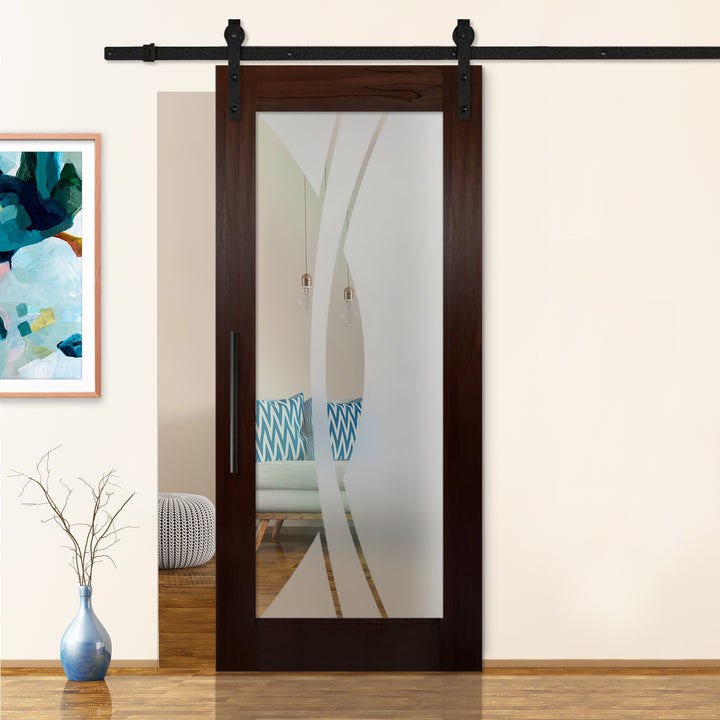 Sliding Barn Door with Frosted Design SBDF - 2399 - DoorDiscounter