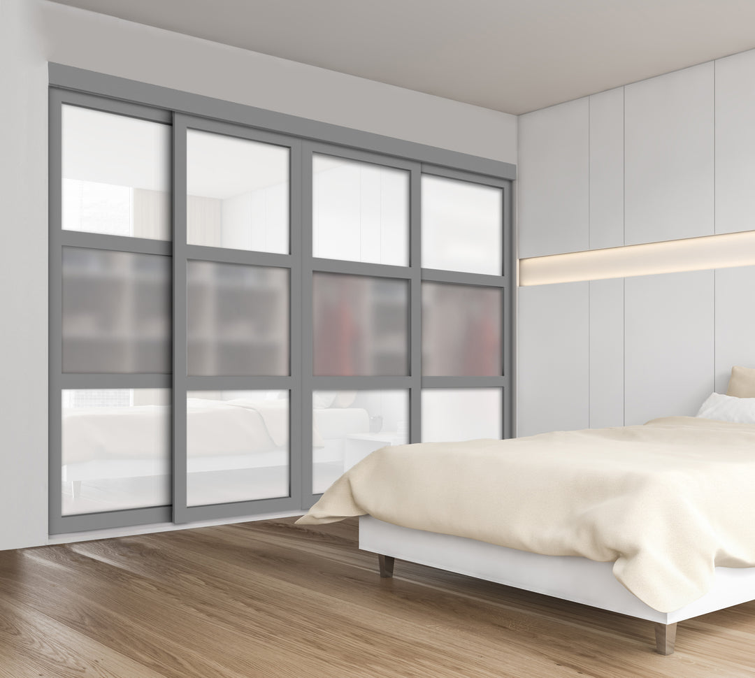 CLOSET DOOR WITH 4 PANEL-  FROSTED AND PAINTED GLASS PANEL SSM4 - 2750 - DoorDiscounter