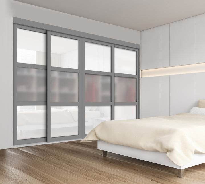 CLOSET DOOR WITH 4 PANEL-  FROSTED AND PAINTED GLASS PANEL SSM4 - 2750 - DoorDiscounter