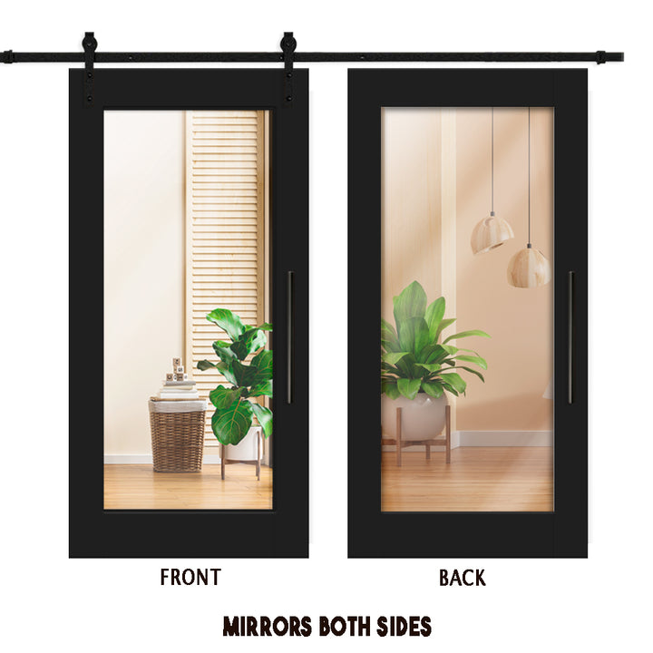 MIRROR SLIDING BARN DOOR WITH MIRROR PANEL SMDF - 3257 - DoorDiscounter