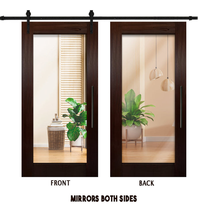 MIRROR SLIDING BARN DOOR WITH MIRROR PANEL MSFP - 3273 - DoorDiscounter
