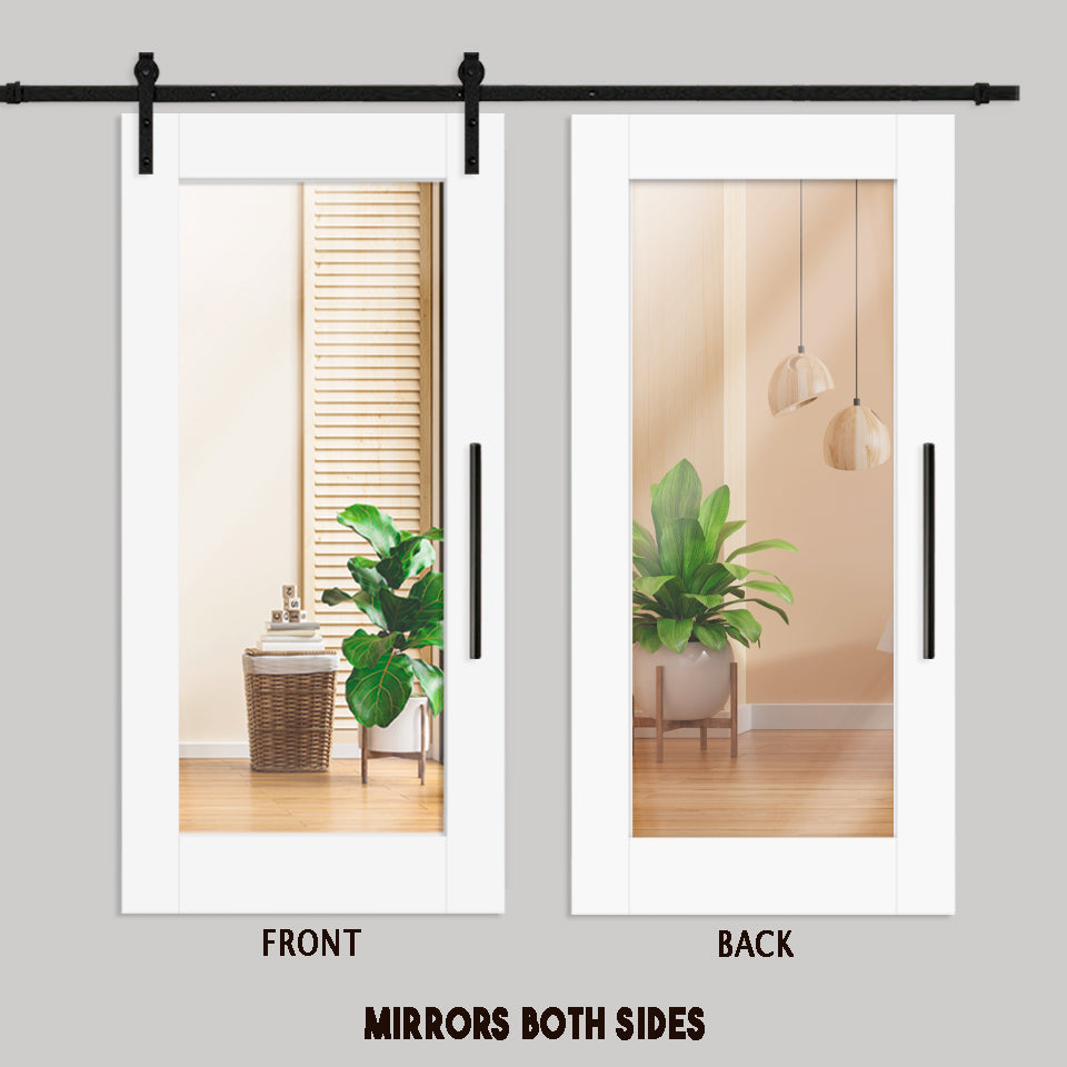 MIRROR SLIDING BARN DOOR WITH MIRROR PANEL SMDF - 3256 - DoorDiscounter
