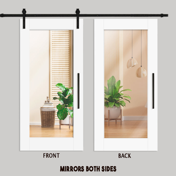 MIRROR SLIDING BARN DOOR WITH MIRROR PANEL SMDF - 3256 - DoorDiscounter