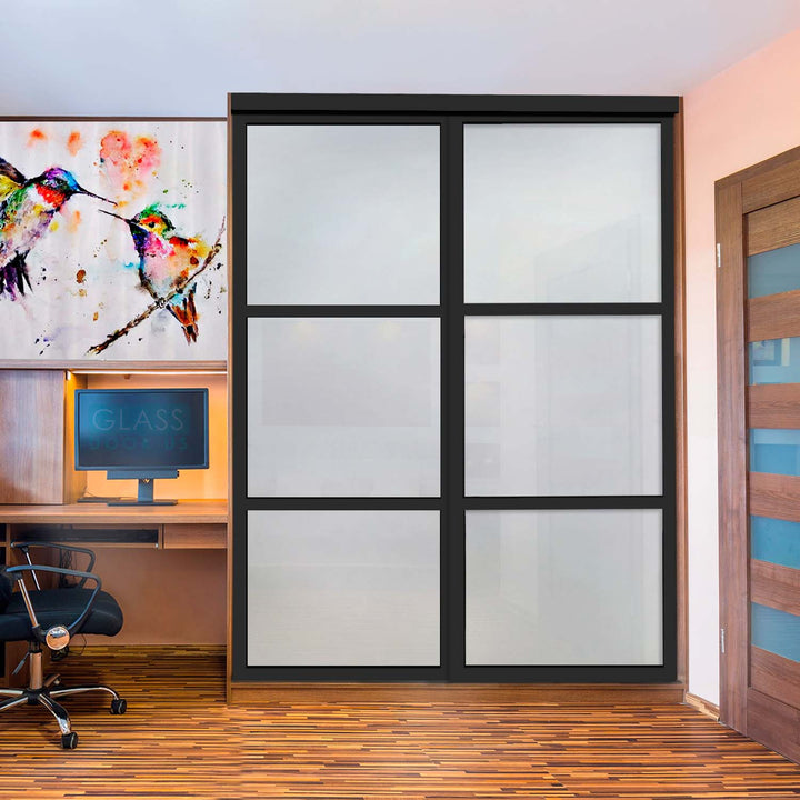 Closet Door with 2 Panel - Frosted and Mirror Glass - 2860 - DoorDiscounter