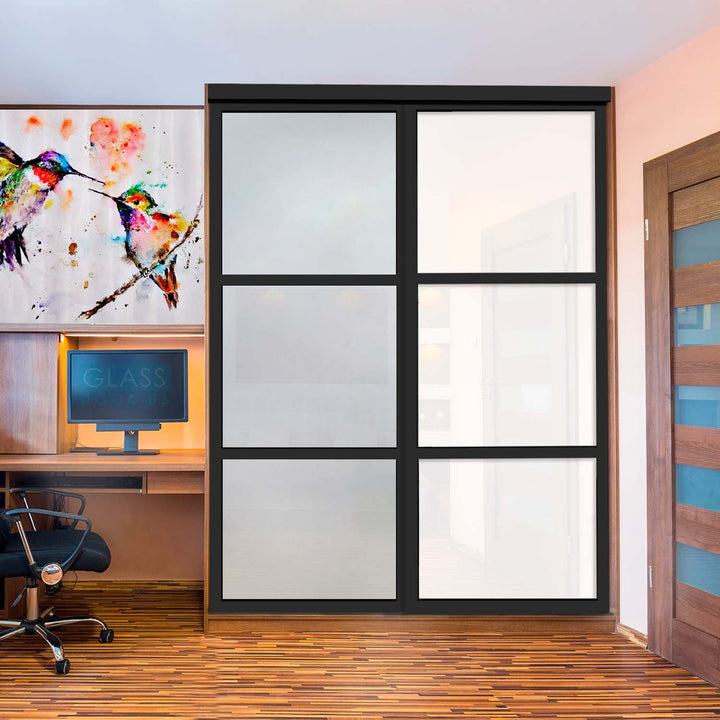 CLOSET DOOR WITH 2 PANEL - FROSTED AND WHITE PAINTED GLASS - 2861 - DoorDiscounter
