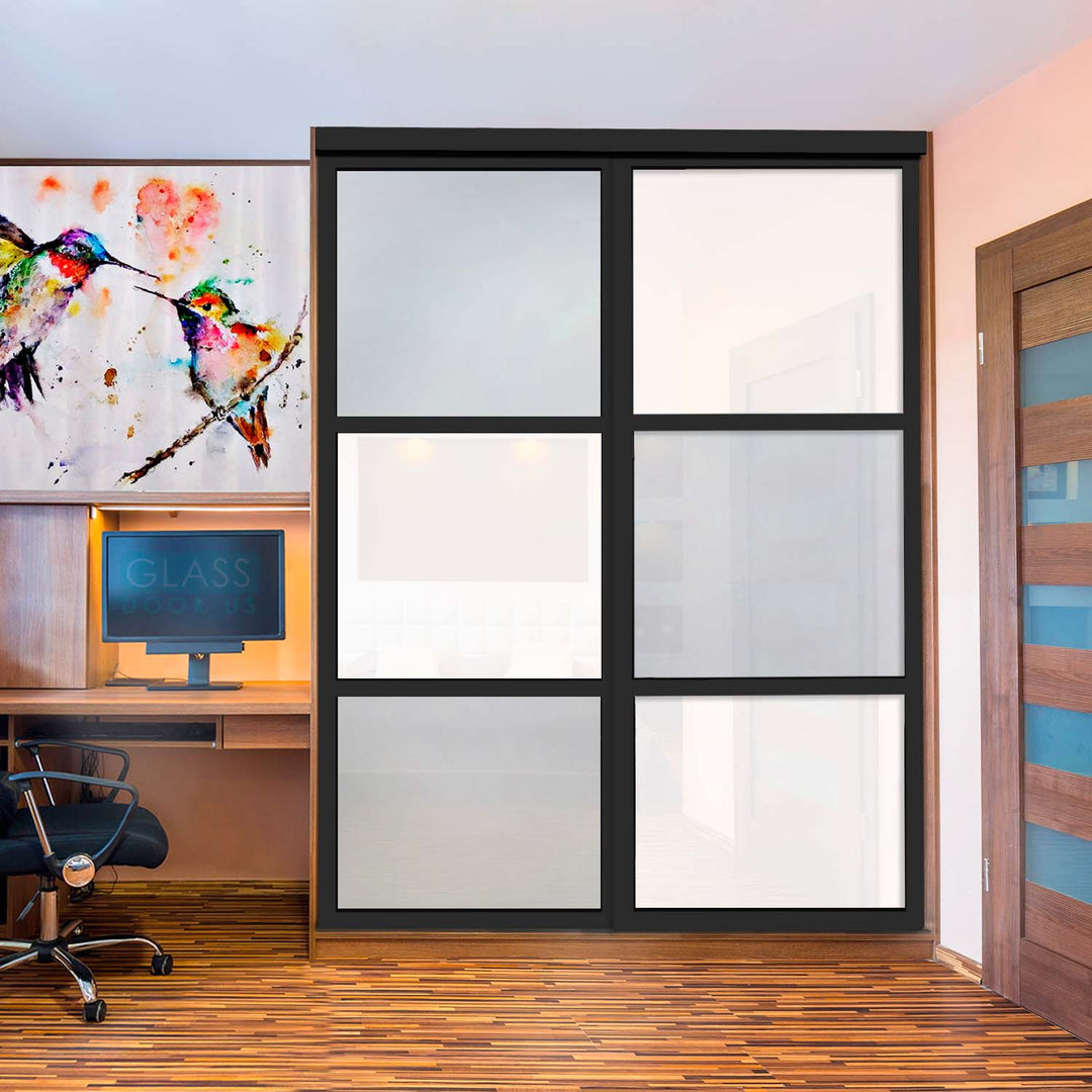 CLOSET DOOR WITH 2 PANEL - FROSTED AND WHITE PAINTED GLASS - 2861 - DoorDiscounter
