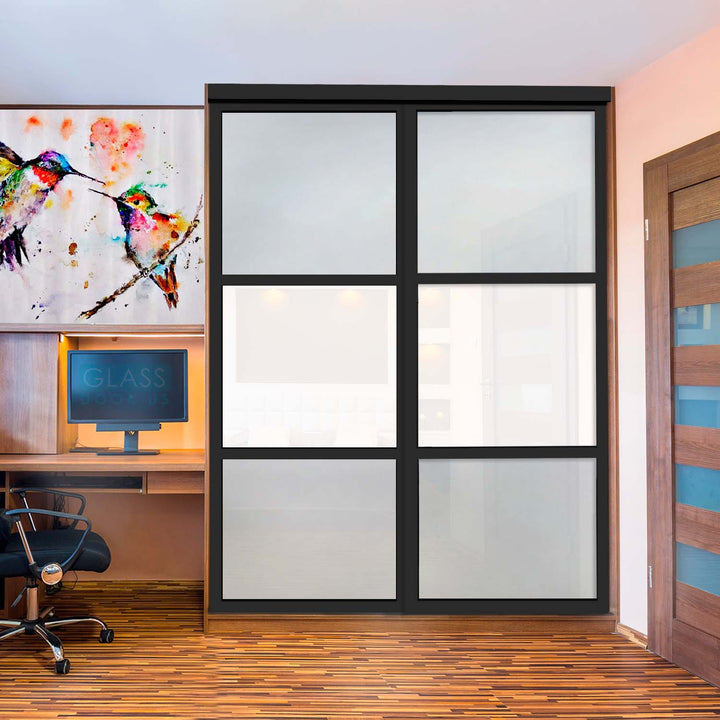 CLOSET DOOR WITH 2 PANEL - FROSTED AND WHITE PAINTED GLASS - 2861 - DoorDiscounter
