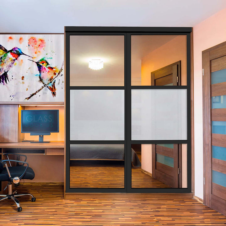 Closet Door with 2 Panel - Frosted and Mirror Glass - 2860 - DoorDiscounter