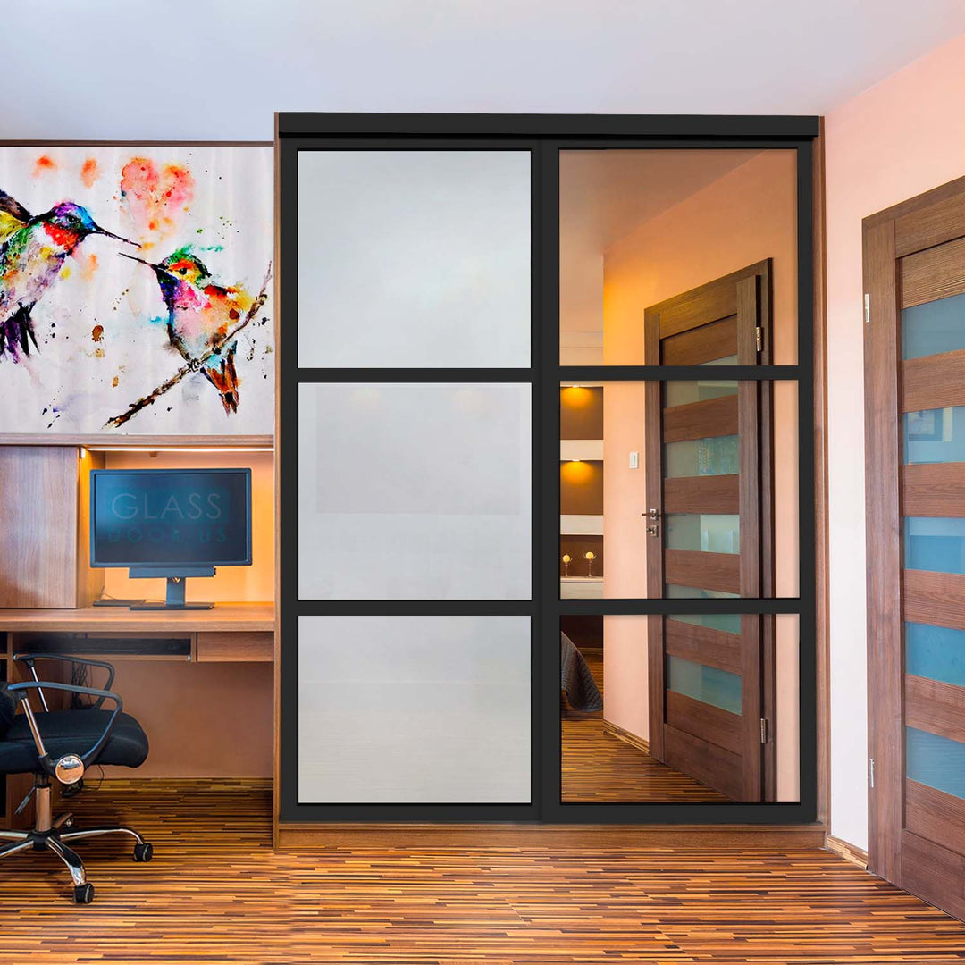 Closet Door with 2 Panel - Frosted and Mirror Glass - 2860 - DoorDiscounter