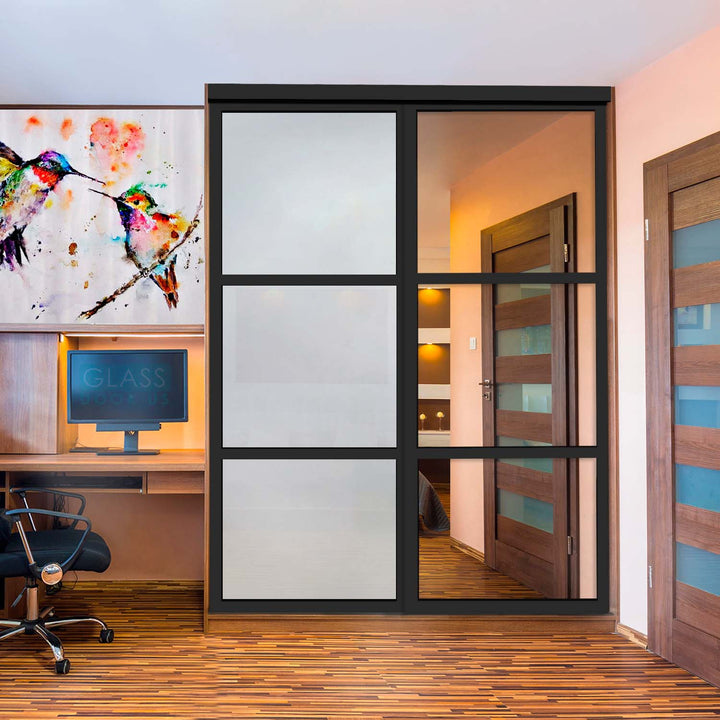 Closet Door with 2 Panel - Frosted and Mirror Glass - 2860 - DoorDiscounter