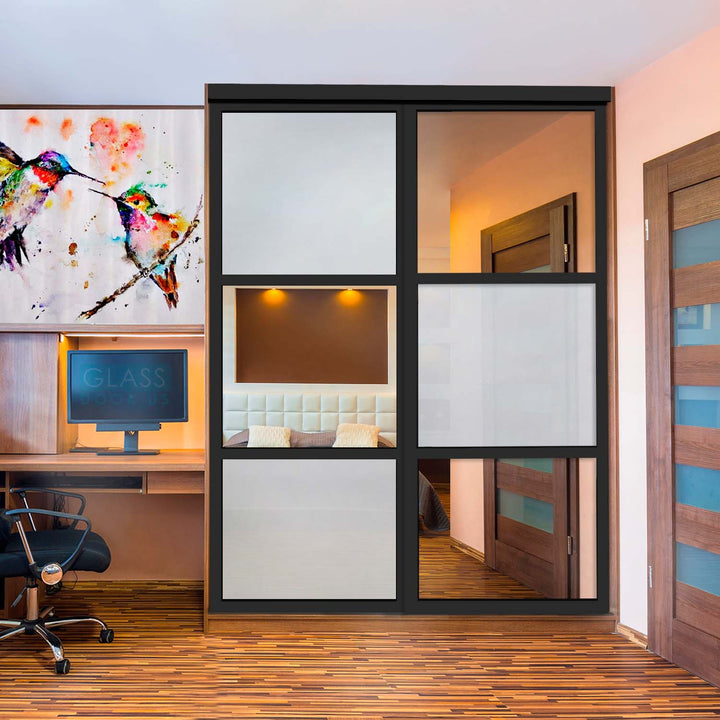 Closet Door with 2 Panel - Frosted and Mirror Glass - 2860 - DoorDiscounter