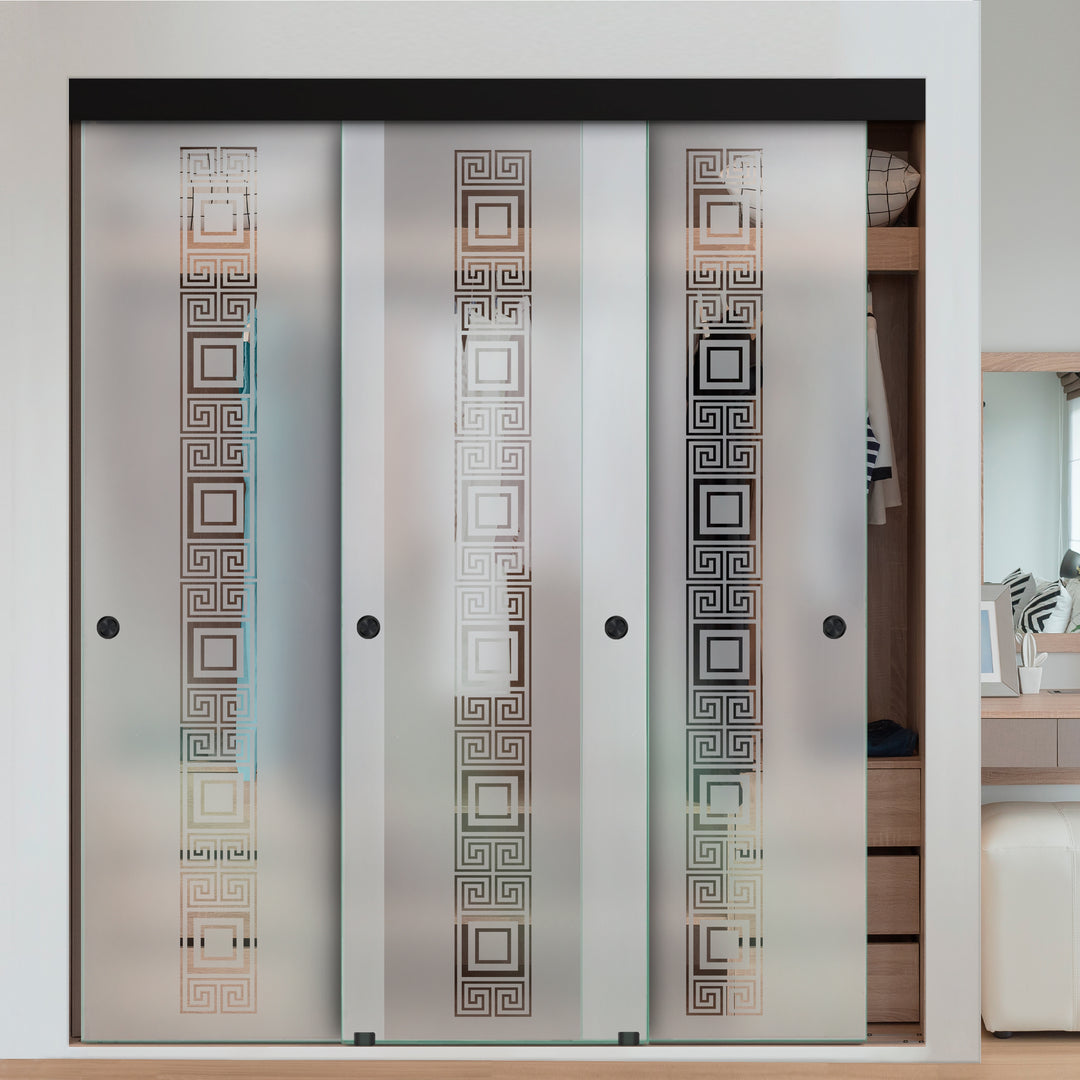 3 PANEL FRAMELESS CLOSET GLASS SLIDING BYPASS DOOR FSG3 - 3072 - DoorDiscounter