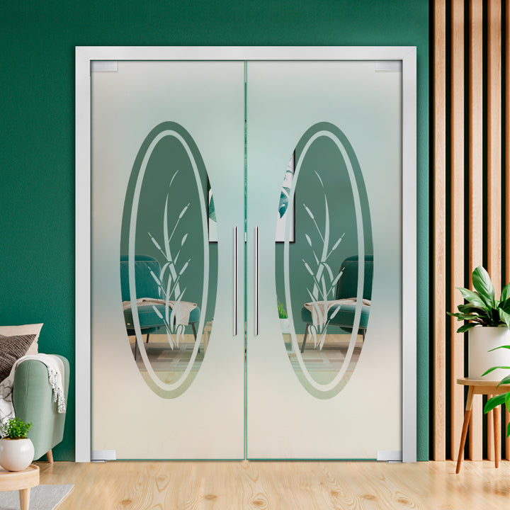 Frameless Double Pivot Glass Door with Self Closing Pivot Hinges FDPG - 2264 - DoorDiscounter