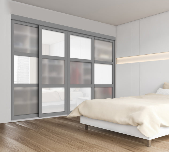 CLOSET DOOR WITH 4 PANEL -  FROSTED AND PAINTED GLASS PANEL SSM4 - 2752 - DoorDiscounter