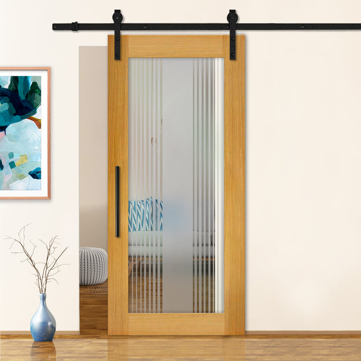 Sliding Barn Door with Frosted Design SBDF - 2332 - DoorDiscounter