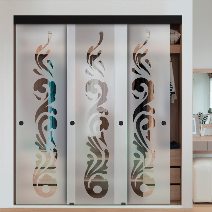 3 PANEL FRAMELESS CLOSET GLASS SLIDING BYPASS DOOR FSG3 - 3088 - DoorDiscounter