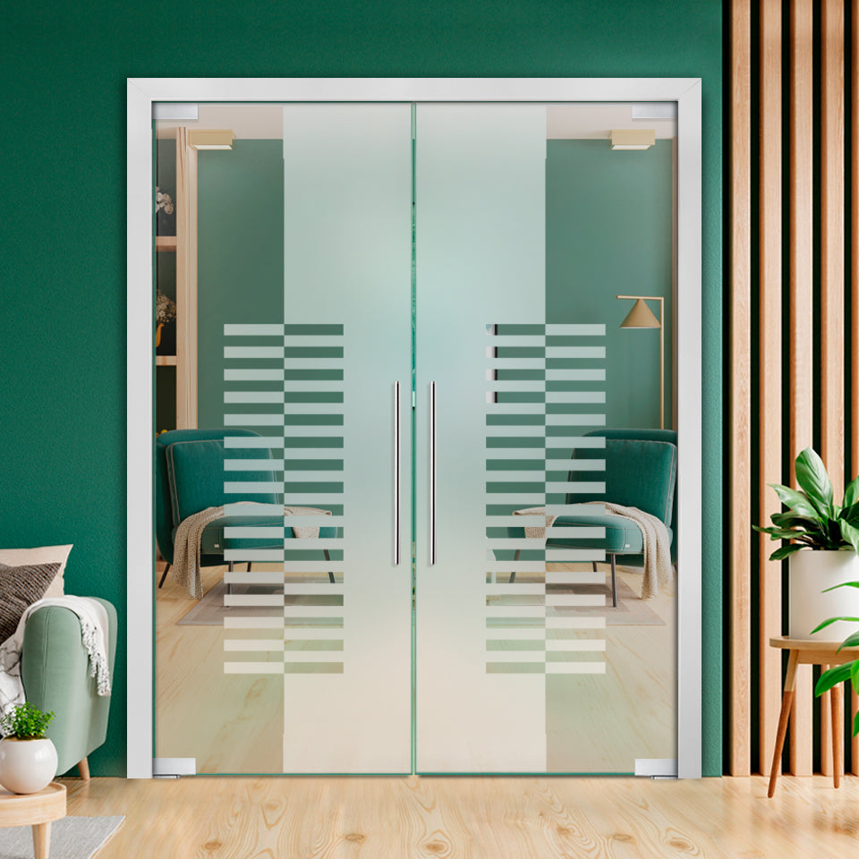 Frameless Double Pivot Glass Door with Self Closing Pivot Hinges FDPG - 2306 - DoorDiscounter