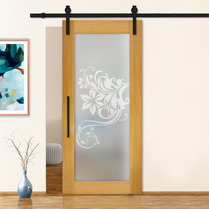 Sliding Barn Door with Frosted Design SBDF - 2336 - DoorDiscounter