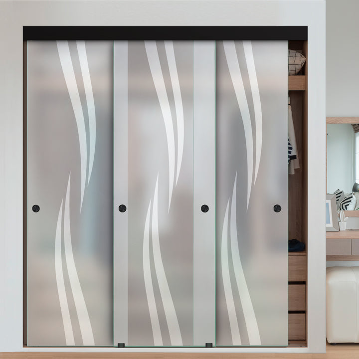 3 PANEL FRAMELESS CLOSET GLASS SLIDING BYPASS DOOR FSG3 - 3179 - DoorDiscounter